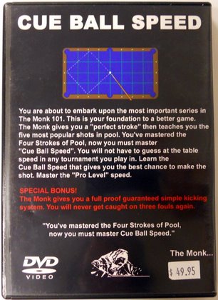  Speed DVD   Cue Ball Speed and Position Made Easier by The Monk  